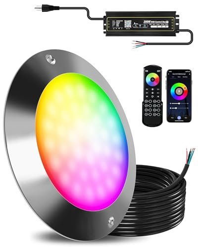 Goldlife P9 6Inch Pool Light with RGB Controllers Kit, 50ft Cord 60W 6000LM LED Underwater Pool Lights for Inground Pools, PC Corrosion