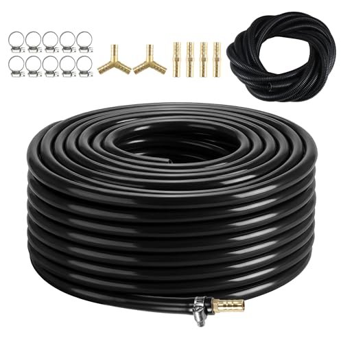 Goldlife Self Sinking Aeration Hose,3/8 inch 100ft Weighted Aerator Tube Kit with Straight & 3