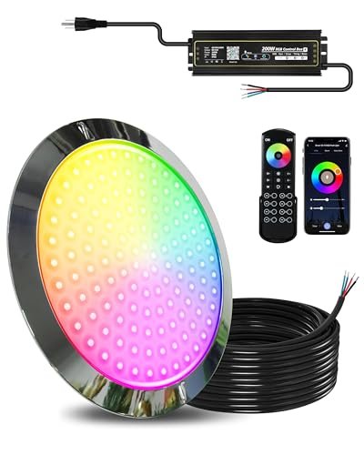 Goldlife P9 10Inch Pool Lights for Inground Pools with RGB Controller Kit, 50ft Cord 120W 12,000LM LED Underwater Inground Spa Lights, PC Corrosion